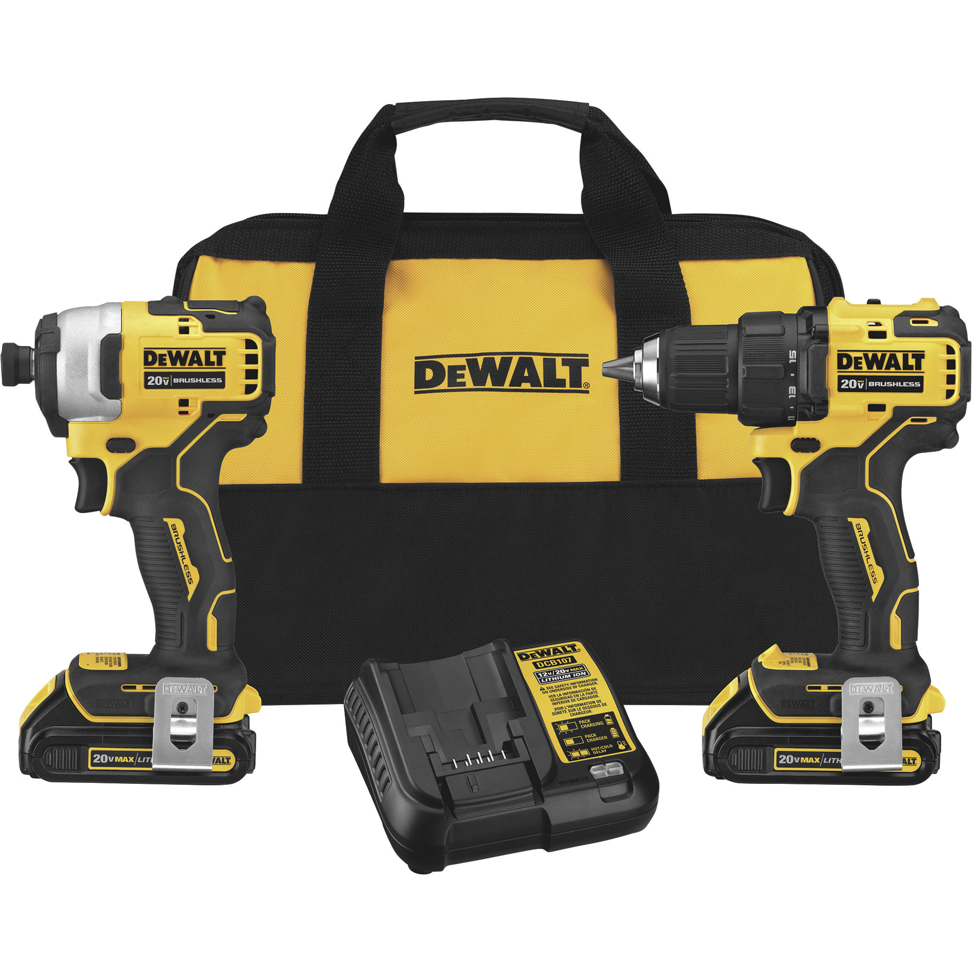 DEWALT 20V MAX Compact Brushless 2-Tool Kit, 2 Batteries, Model# DCK278C2
